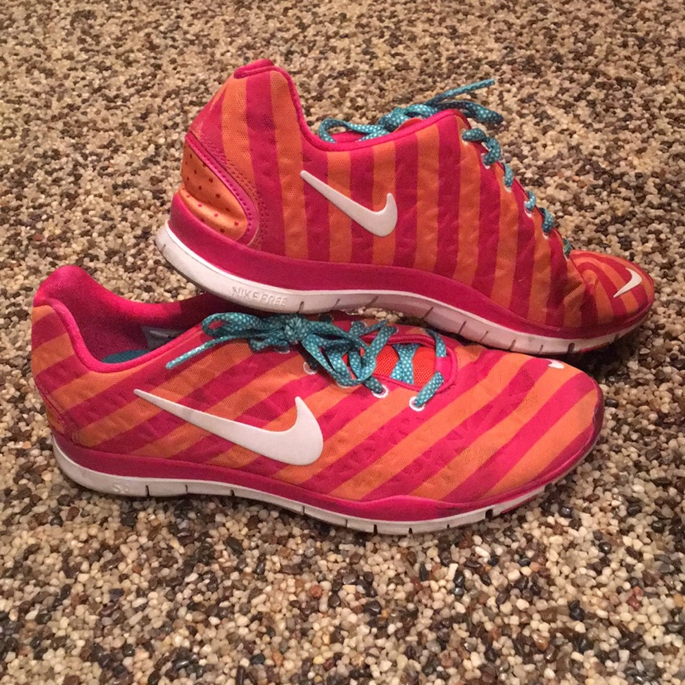 Nike free 5.0 pink and orange stripe 9.5 woman’s